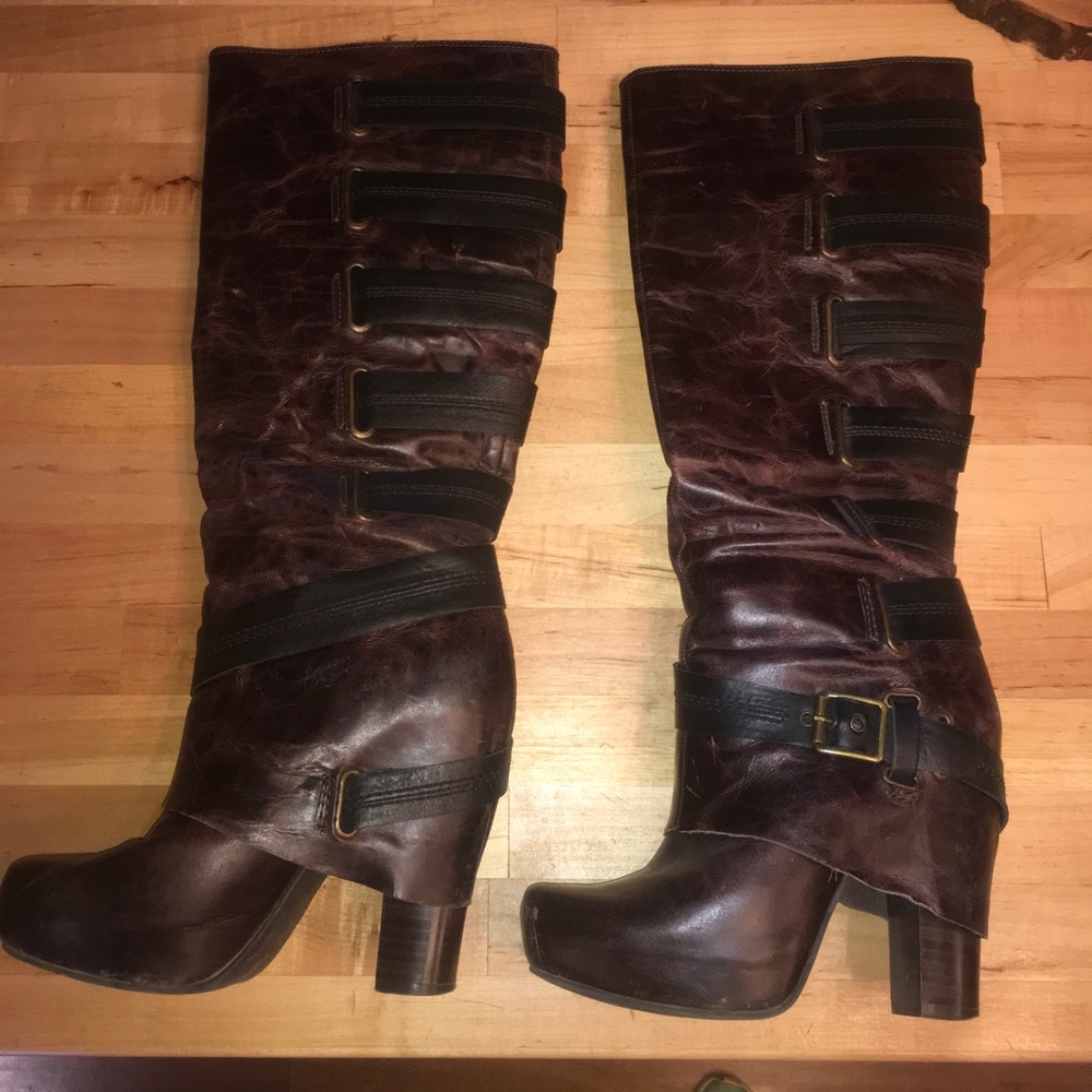 Jessica Simpson tall brown leather boots size 8